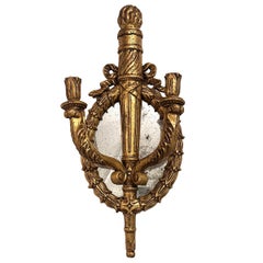 Set of Large Giltwood Sconces with Mirror Backplate, Sold Per Pair
