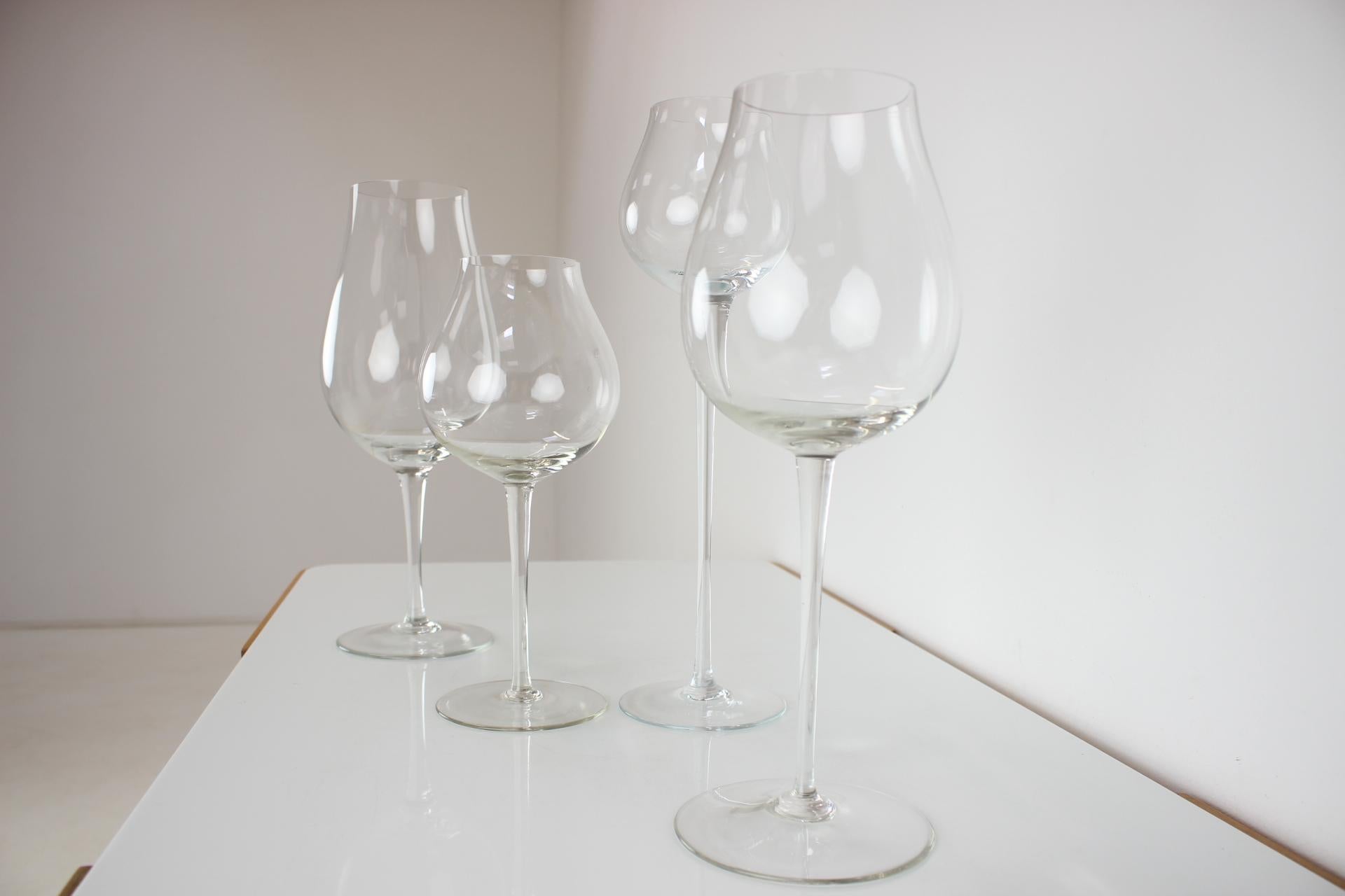 Mid-20th Century Set of Large Glass Goblets 1960s, Czechoslovakia For Sale