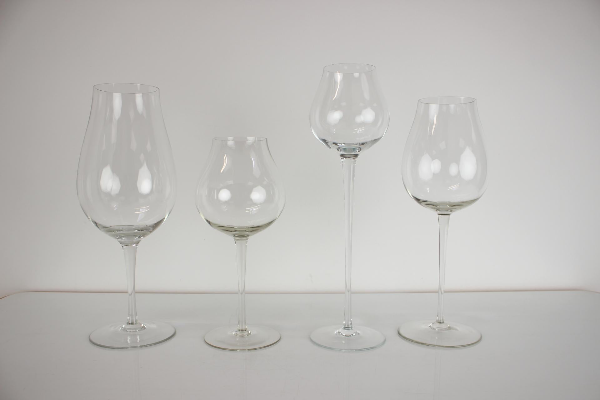 Set of Large Glass Goblets 1960s, Czechoslovakia For Sale 1