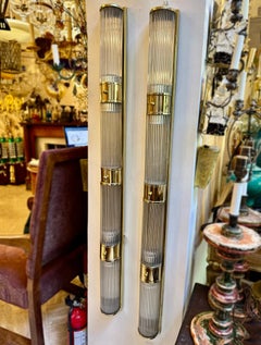 Set of Large Glass Rod Sconces, Sold per Pair