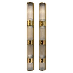 Set of Large Glass Rod Sconces, Sold per Pair
