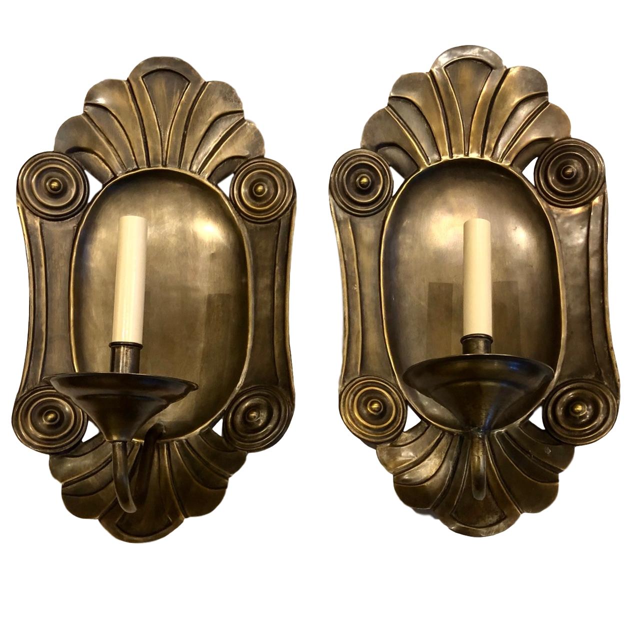 Mid-20th Century Set of Large Italian Hammered Sconces, Sold per Pair For Sale