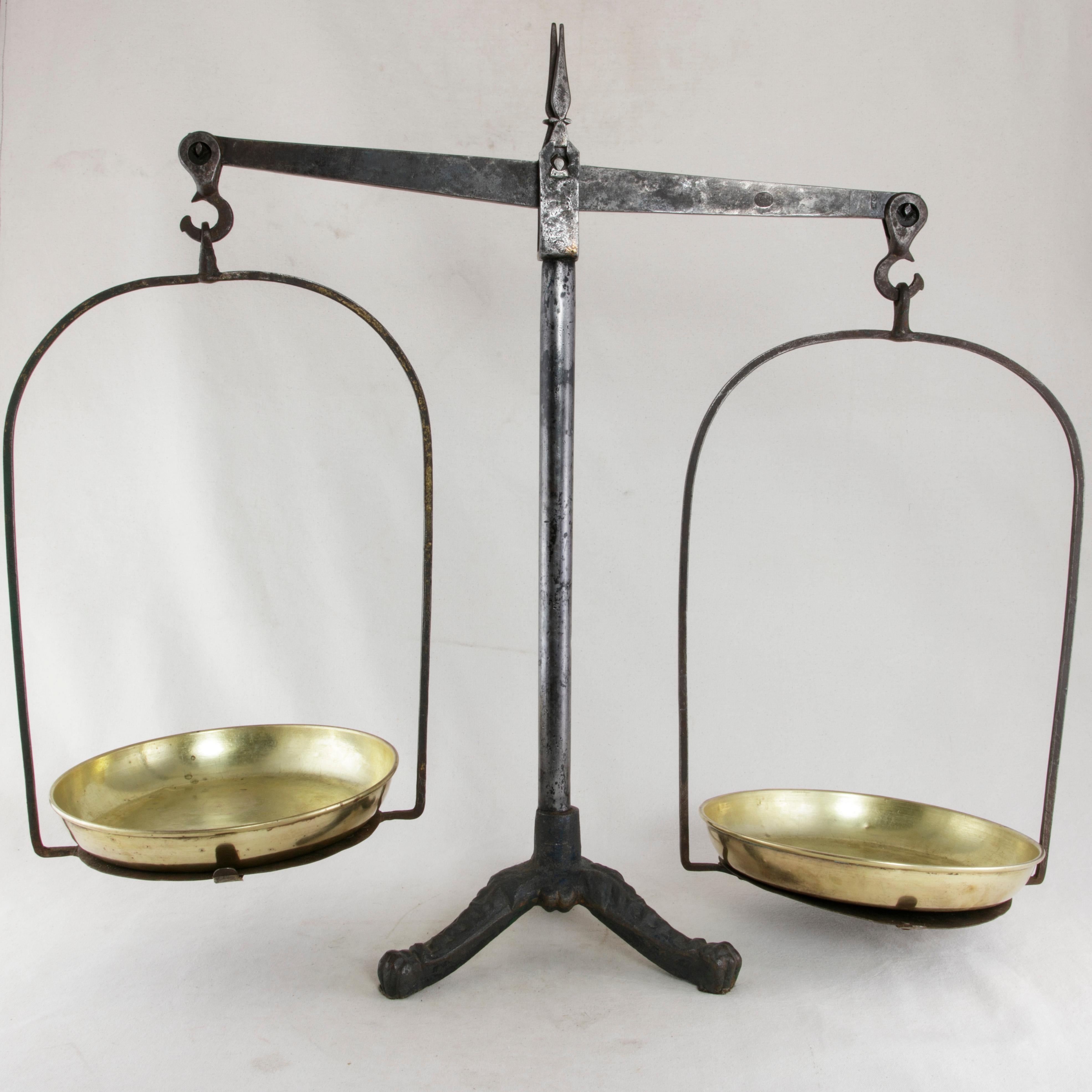Set of Large Late 19th Century French Iron Scales with Brass Pans from Normandy 1