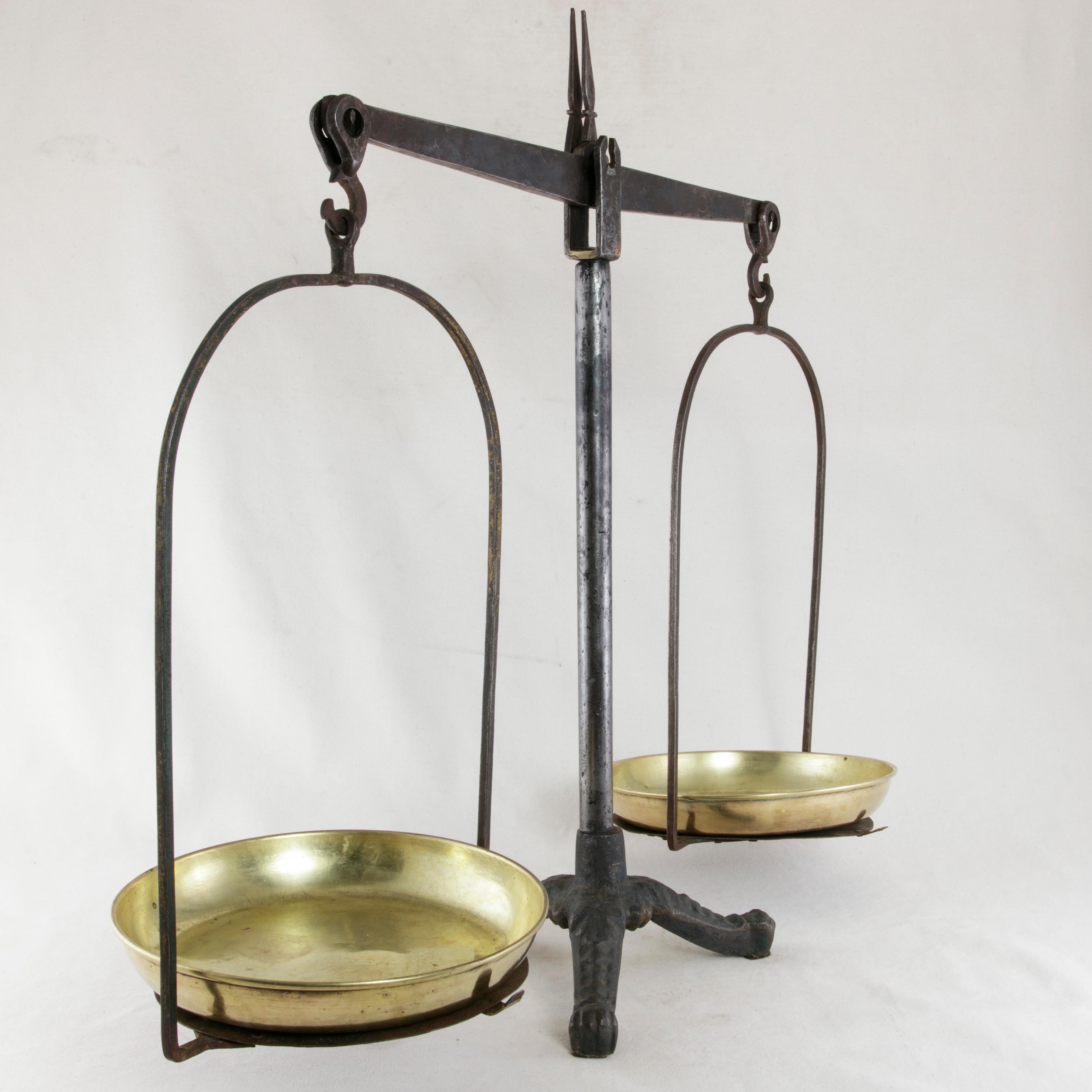 Set of Large Late 19th Century French Iron Scales with Brass Pans from Normandy 2