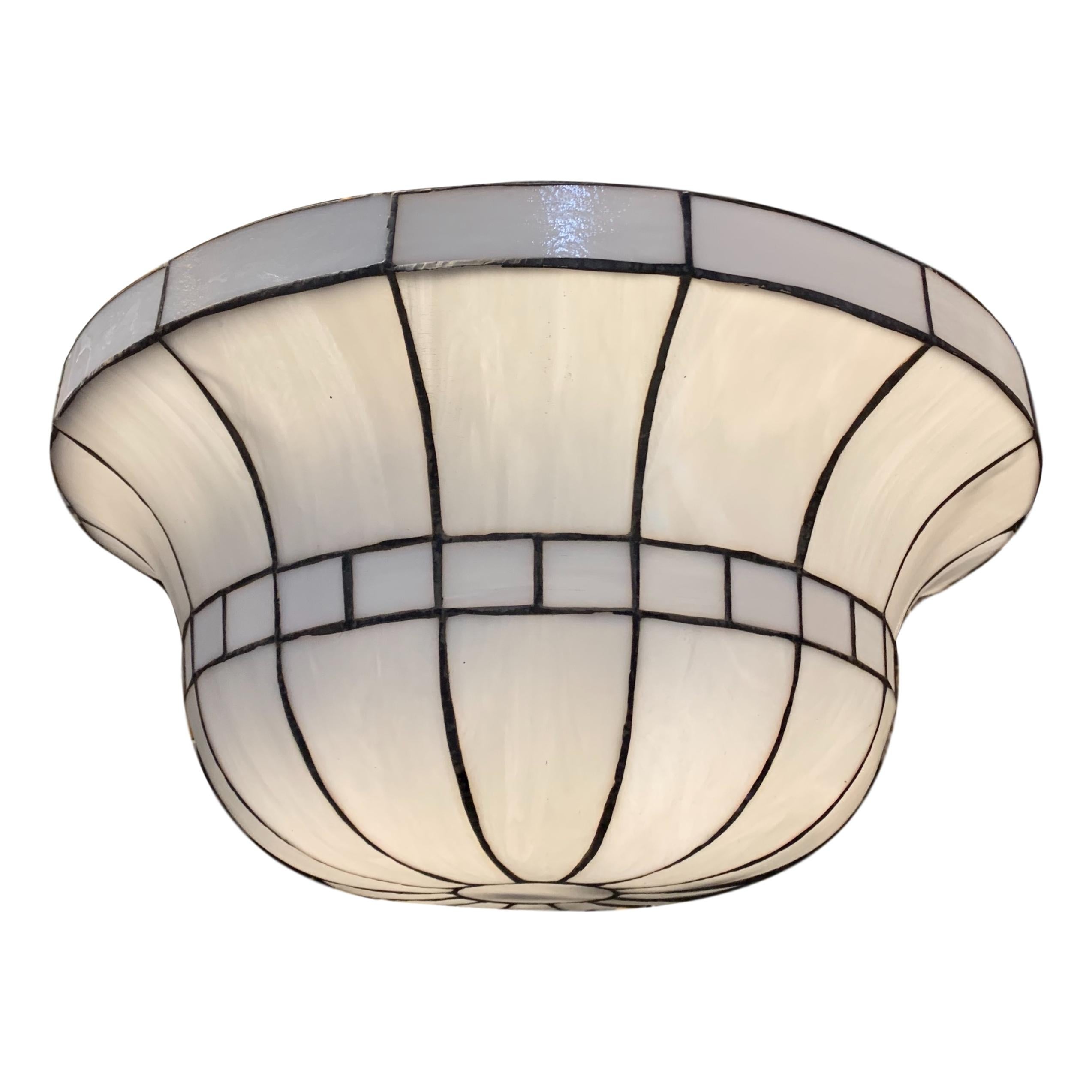 English Set of Large Leaded Glass Light Fixtures, Sold Individually For Sale