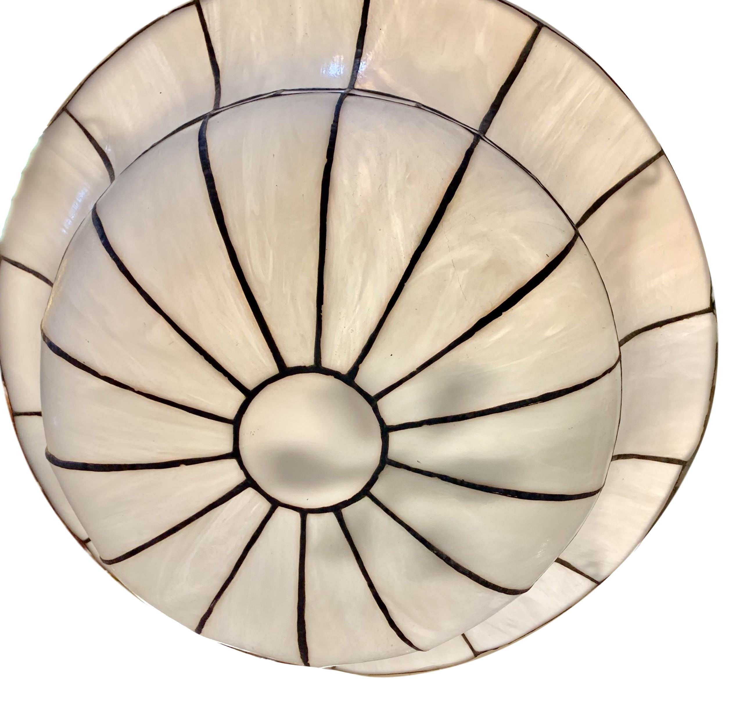 Mid-20th Century Set of Large Leaded Glass Light Fixtures, Sold Individually For Sale