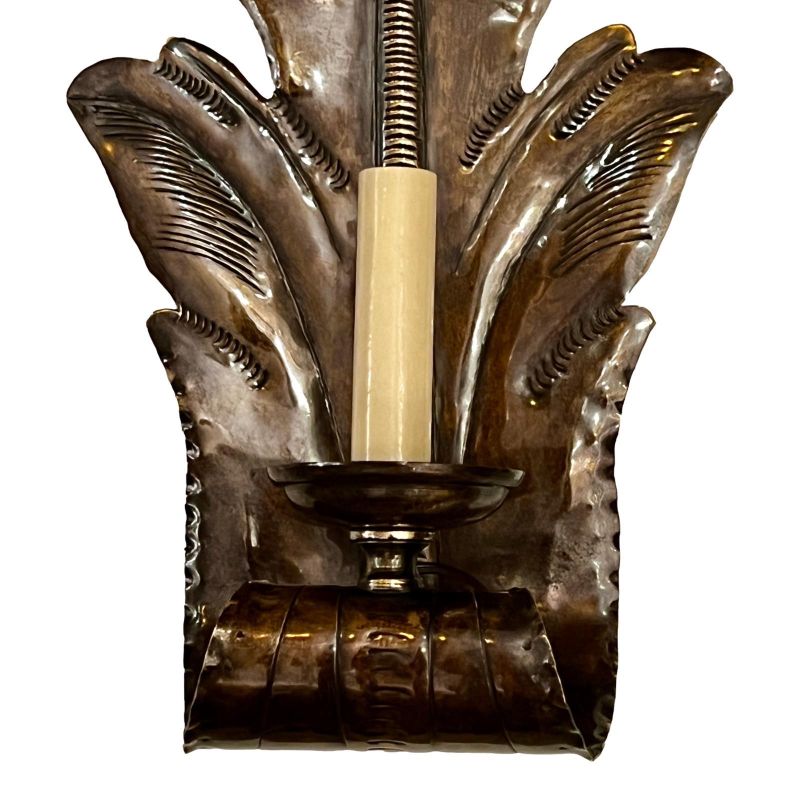 Italian Set of Large Leaf-Shaped Sconces, Sold in Pairs For Sale