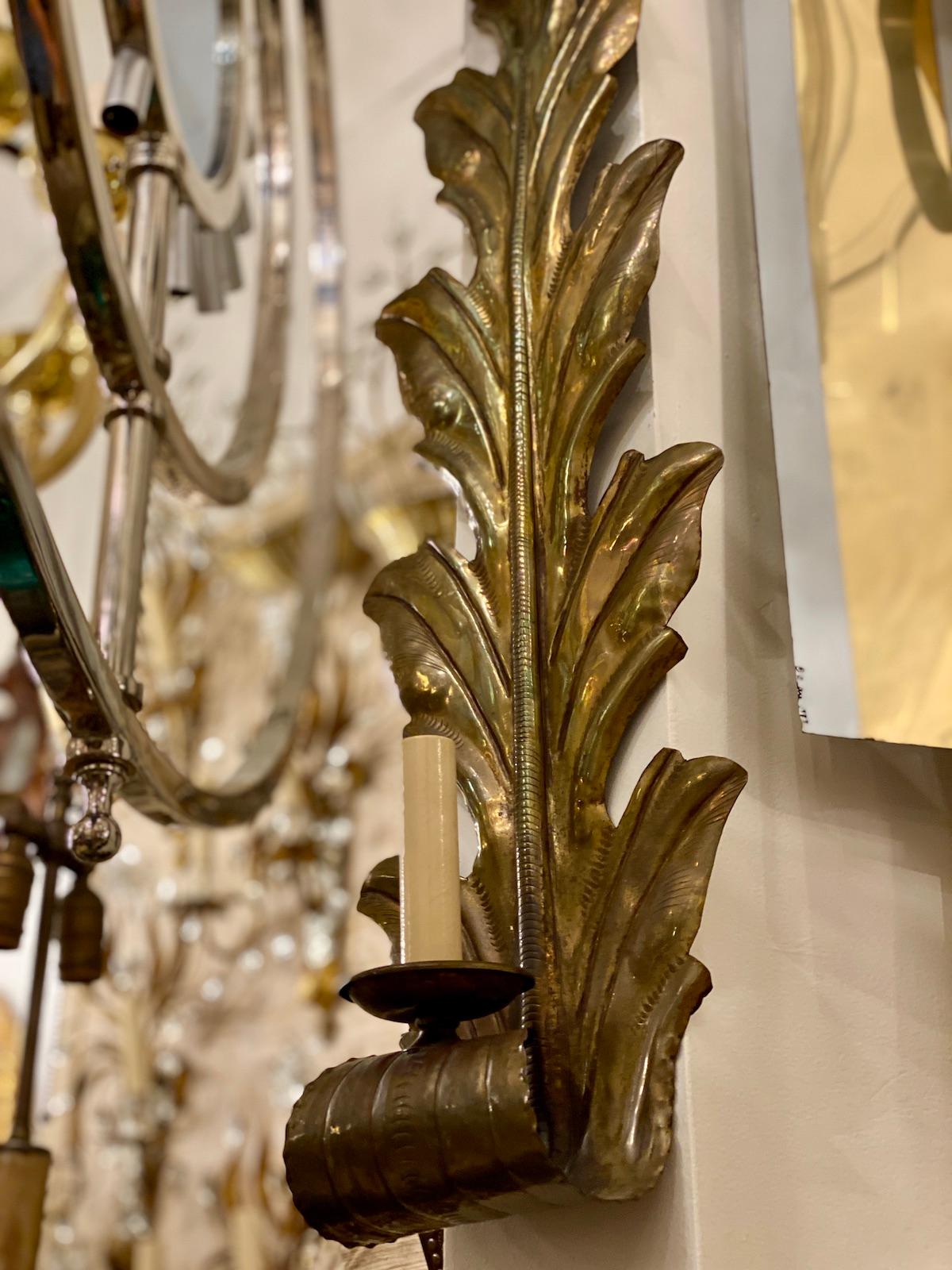 Mid-20th Century Set of Large Leaf-Shaped Sconces, Sold in Pairs For Sale