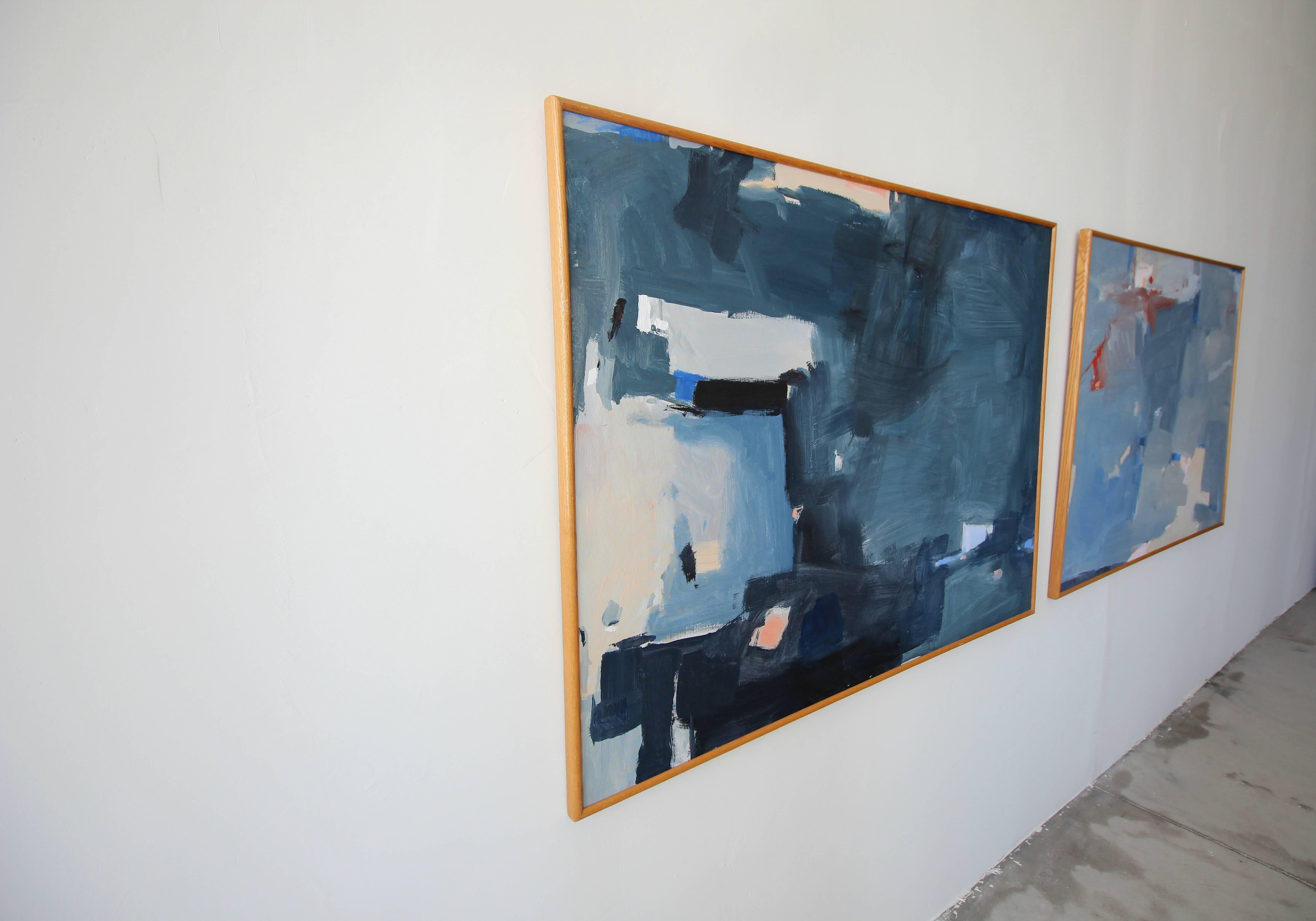 20th Century Pair of Large Midcentury Abstract Paintings Signed Antonio Angulo, 1979 For Sale