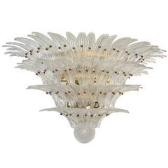 Set of Large Midcentury Glass Chandeliers, Sold Individually