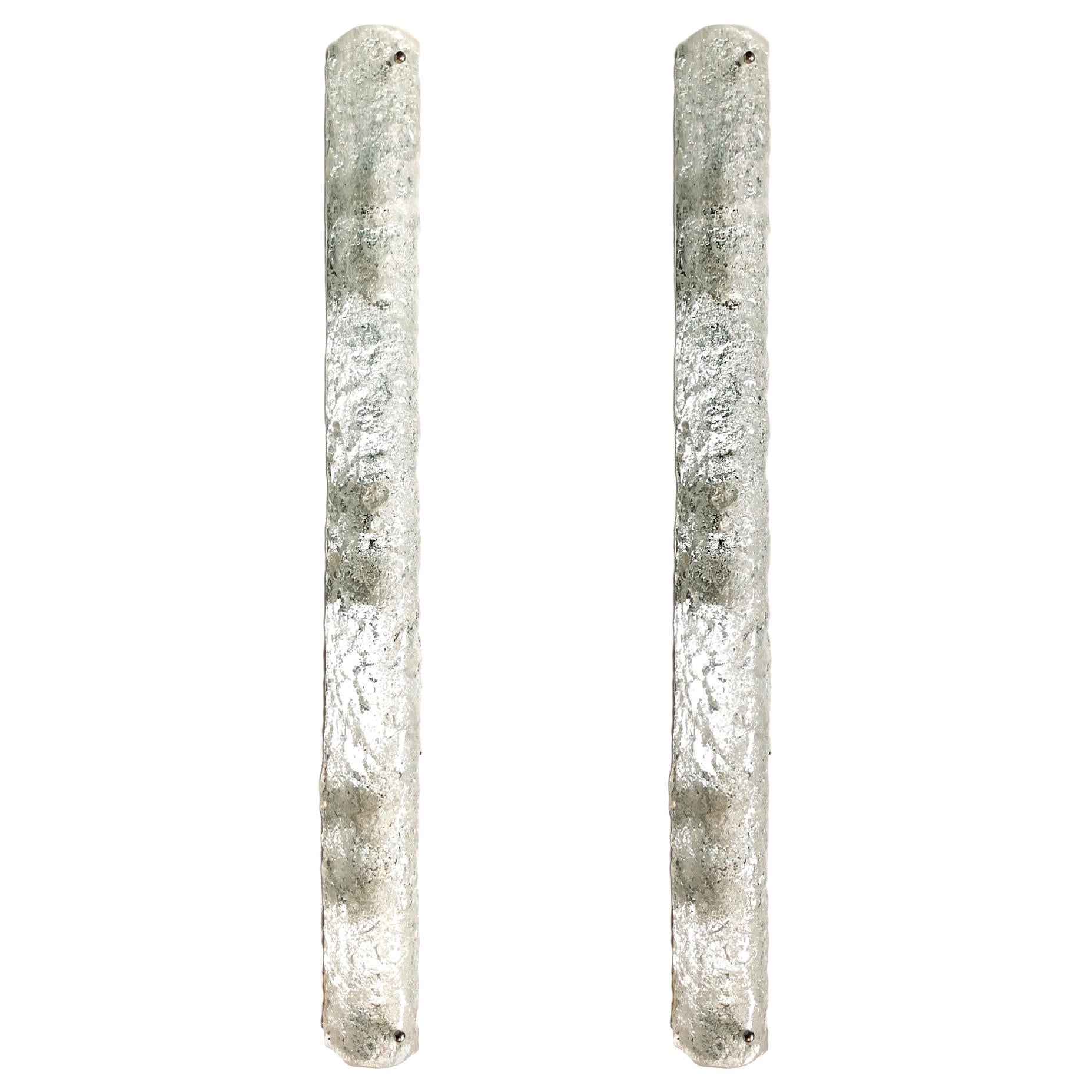 Pair of Large Molded Glass Sconces, Sold in Pairs For Sale
