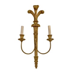 Set of Large Neoclassic Style Giltwood Sconces, Sold Per Pair