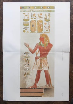 Conjunto de 3 Grandes Grabados Antiguos Originales de Decoración de Pared del Antiguo Egipto, 1896