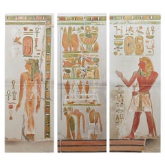 Set of 3 Large Original Antique Prints of Ancient Egyptian Wall Decoration, 1896