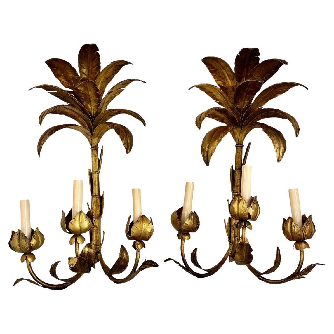 Ensemble de grandes appliques en forme de palmier, vendues par paire