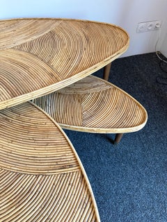 Set of Large Rattan Nesting Coffee Tables, Italy