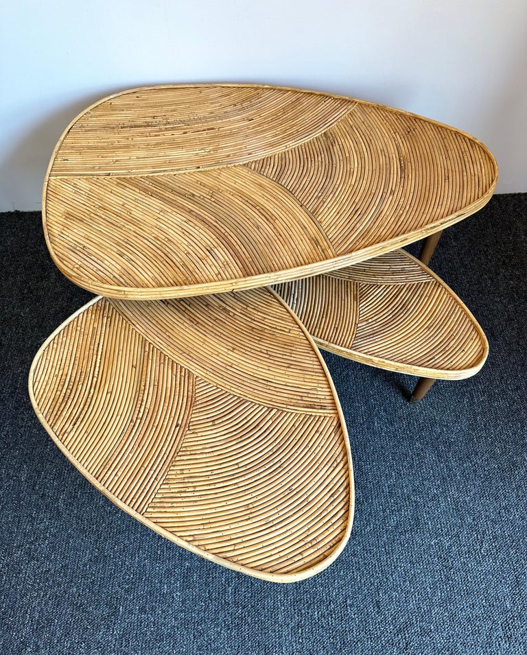 Set of Large Rattan Nesting Coffee Tables, Italy, 1980s For Sale at 1stDibs