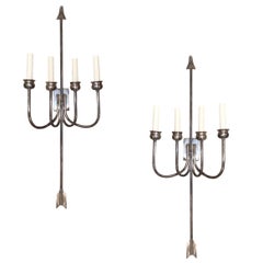 Vintage Set of Large Silver Plated Sconces, Sold Per Pair
