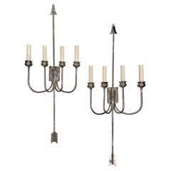 Set di grandi lampade placcate in argento, vendute a coppie