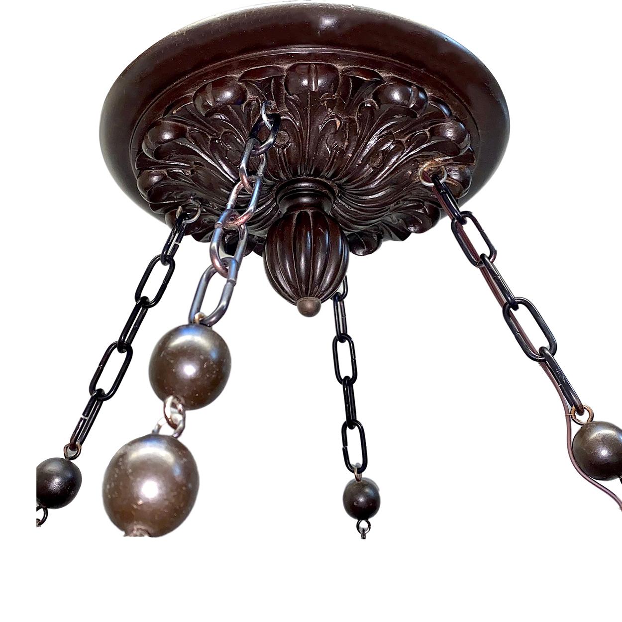 Set of Large Spanish Carved Wood Chandeliers, Sold Individually For Sale 2
