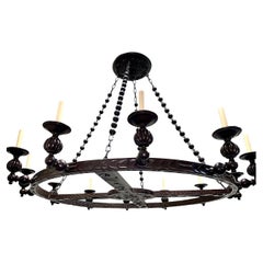 Set of Large Spanish Carved Wood Chandeliers, Sold Individually
