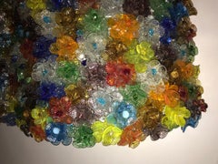 Set of Large Venetian Glass Flowers Sconces, Sold Per Pair