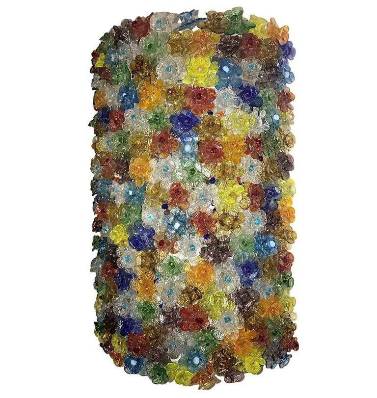 italien Ensemble de grandes appliques à fleurs en verre vénitien, vendues par paire en vente