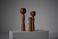 Set of Large Wooden Japanese Kokeshi Dolls, Japan 1950s