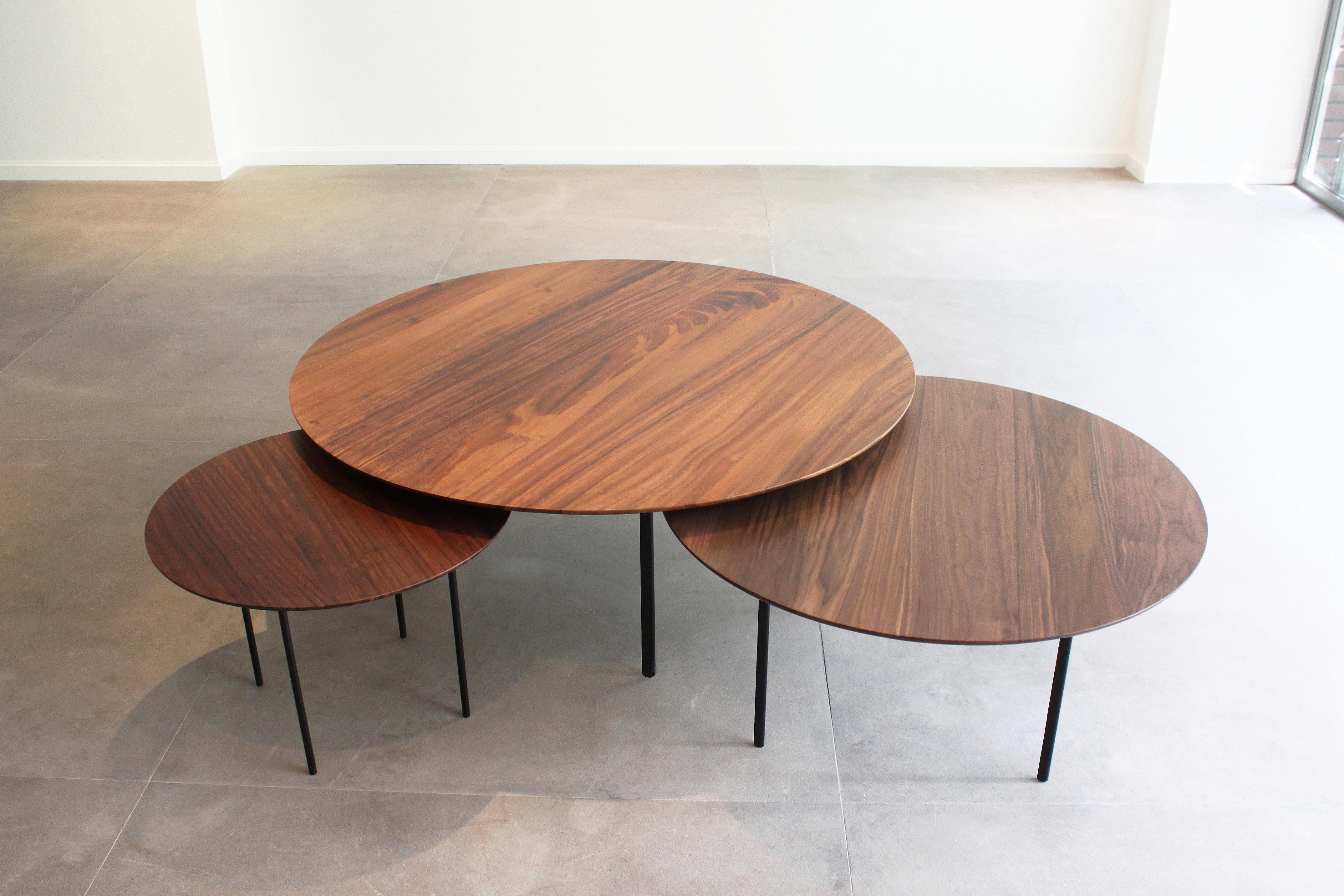 Contemporary short table design by Maria Beckmann. Handcrafted in solid walnut and Parota, lacquered steel. Sizes are customizable.

Available in multiple dimensions and materials:

Types of wood: Solid spring wood / Parota / Tzalam / ash / oak /