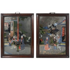 Set of Late 18th-Early 19th Century Chinese Reverse Paintings on Glass