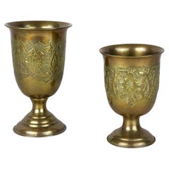 Ensemble de gobelets/ tasses/ vases Biedermeier en laiton de la fin du 19e siècle, vers 1860