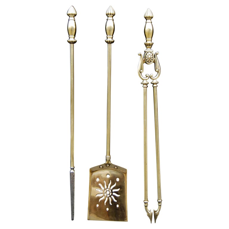 Set of Late 19th Century 'circa 1880' Brass English Firetools For Sale ...