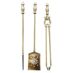 Set of Late 19th Century 'circa 1880' Brass English Firetools