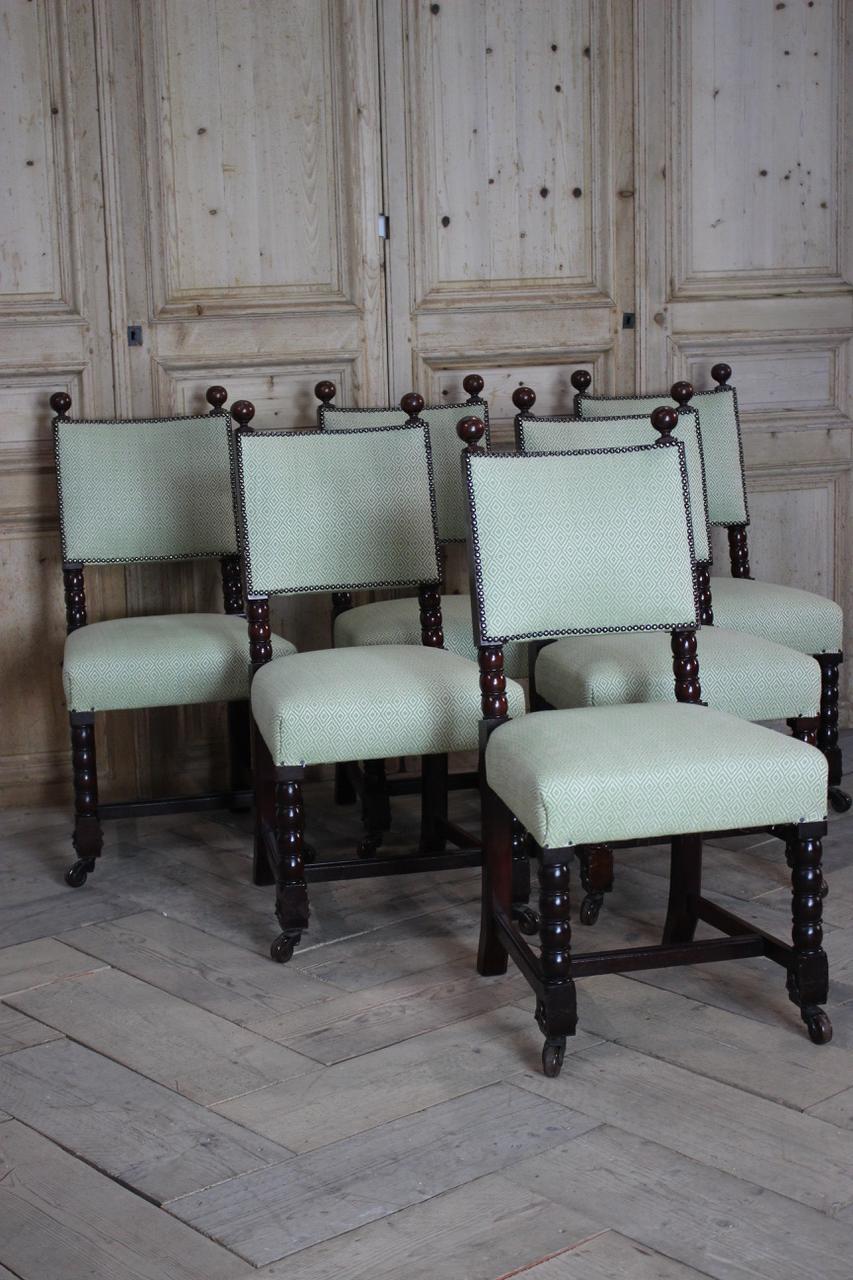 Fabric Set of Late 19th Century English Occasional / Dining Chairs