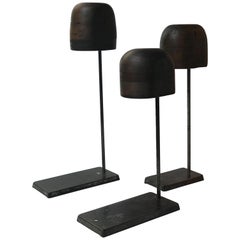 Set of Late 19th Century Wooden Hat Stands on Iron Bases from England