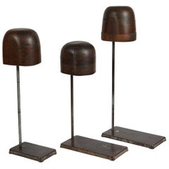 Set of Late 19th Century Wooden Hat Stands on Iron Bases from England