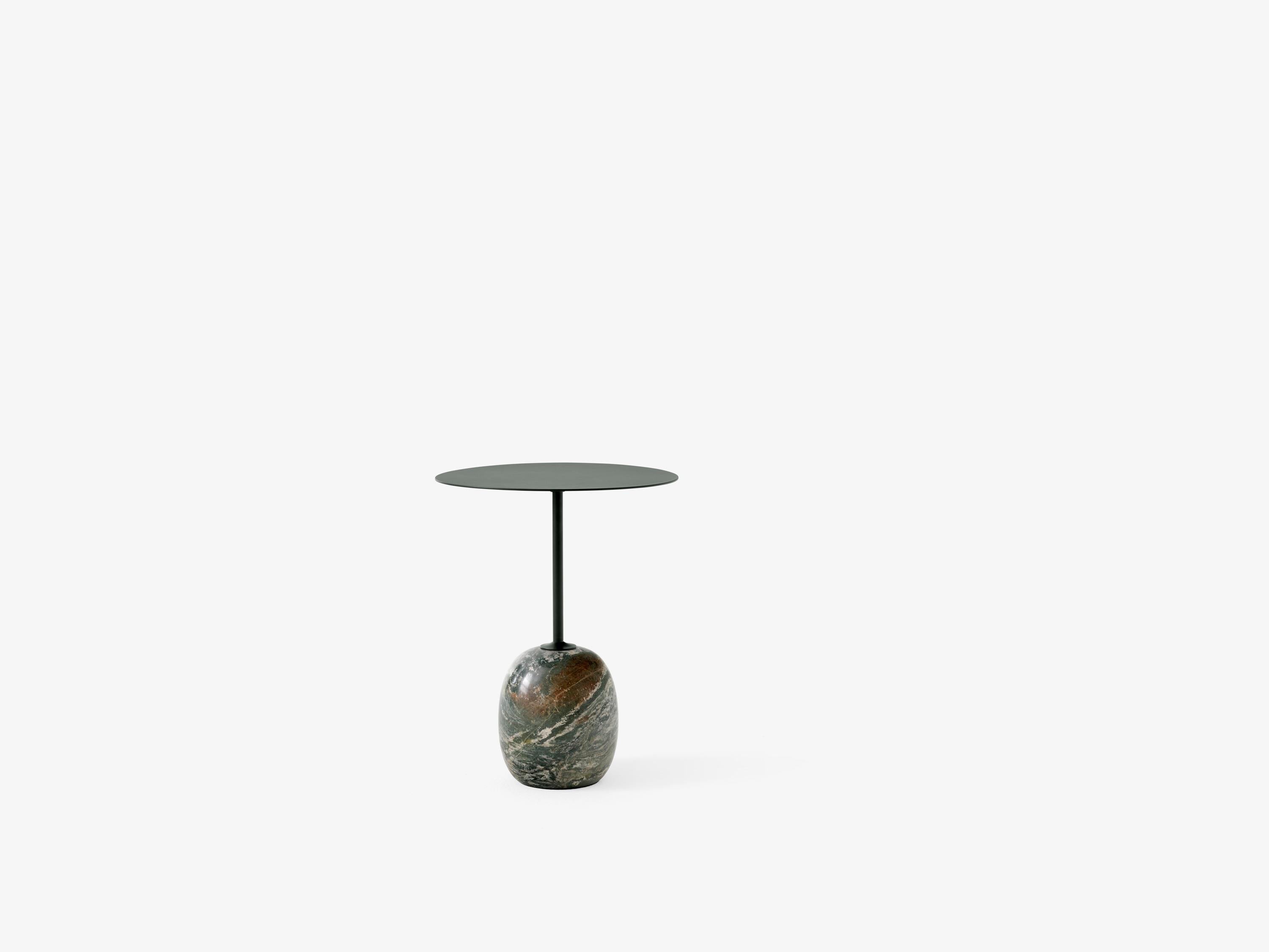 Scandinavian Modern Set of Lato Side Tables in Deep Green Steel & Verde Alpi Marble for & Tradition For Sale