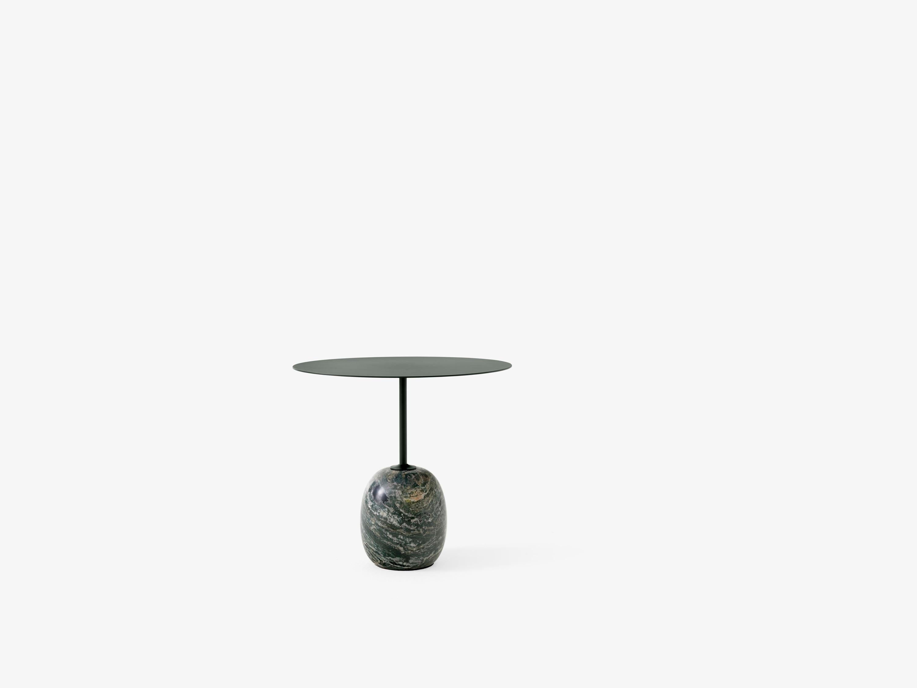 Danish Set of Lato Side Tables in Deep Green Steel & Verde Alpi Marble for & Tradition For Sale