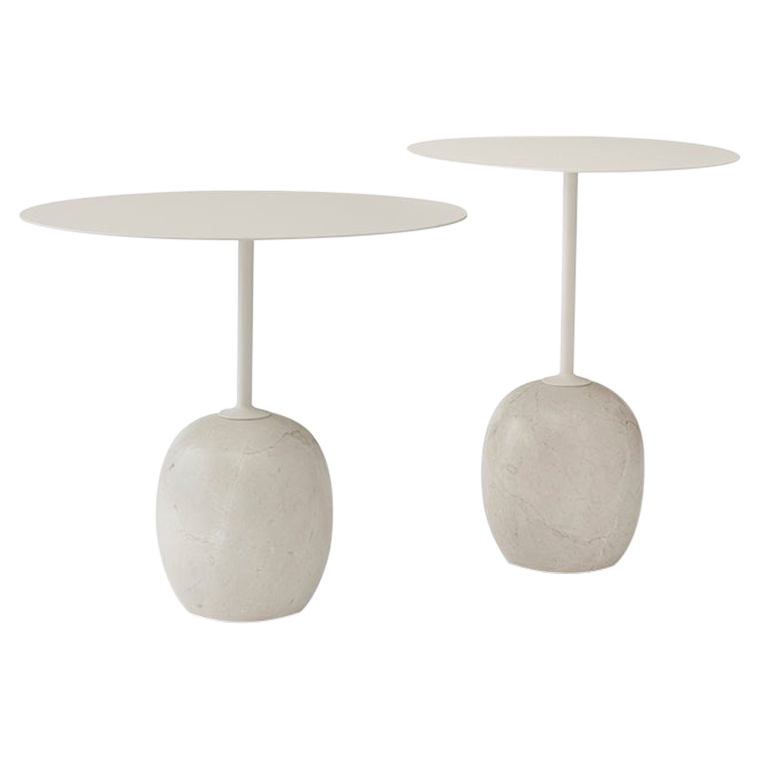 Set of Lato Side Tables in White Steel & Marble by Luca Nichetto for & Tradition For Sale