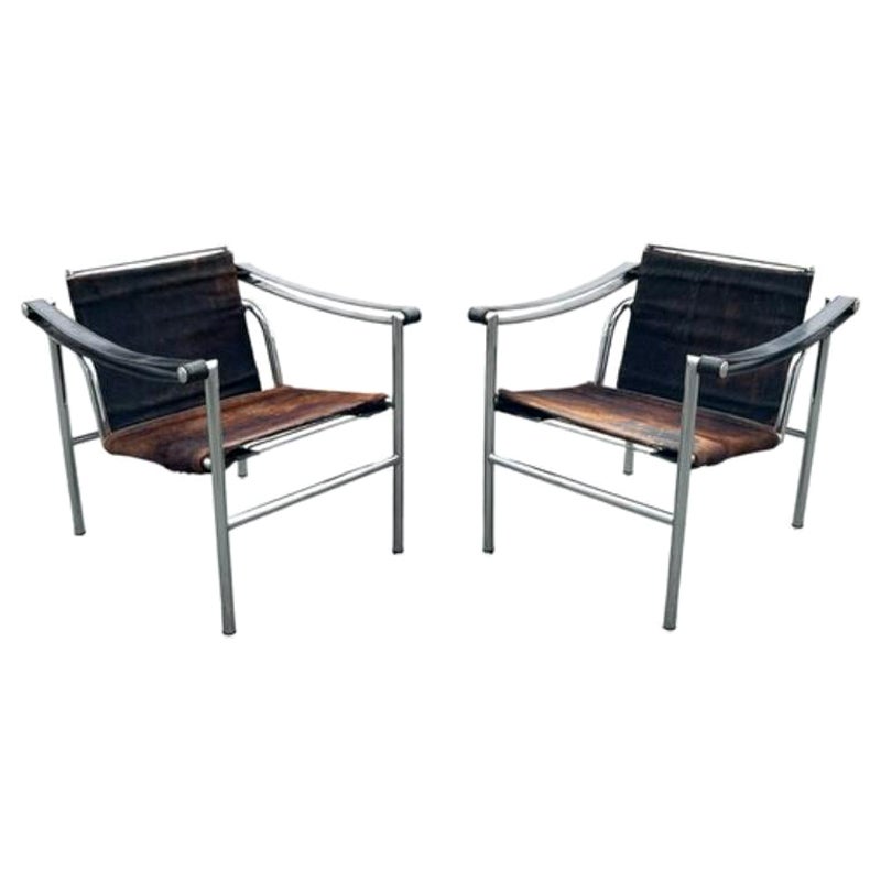 Set di poltrone in pelle LC1 di Le Corbusier per Cassina, 1966 in vendita
