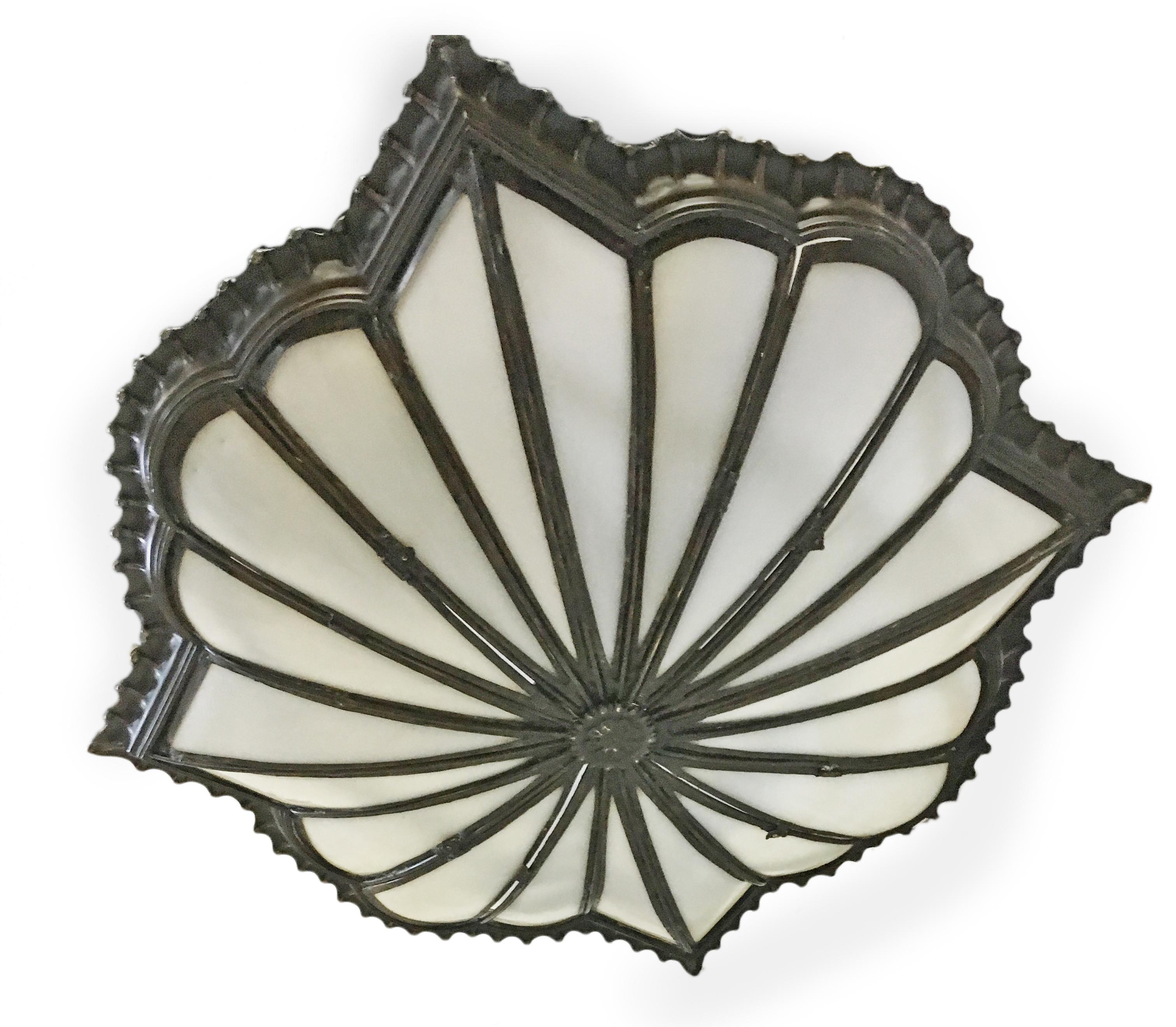 American Set of Leaded Glass Light Fixtures, Sold Individually For Sale