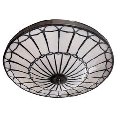 Set of Leaded Glass Pendant Light Fixtures, Sold Individually