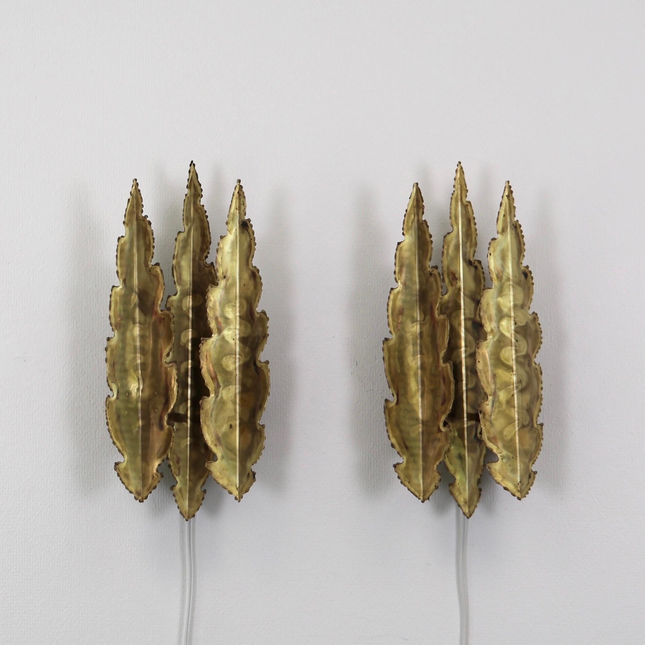 Ensemble d'appliques en laiton en forme de feuilles par Svend Aage I Holm Sorensen, 1960, Danemark en vente 9