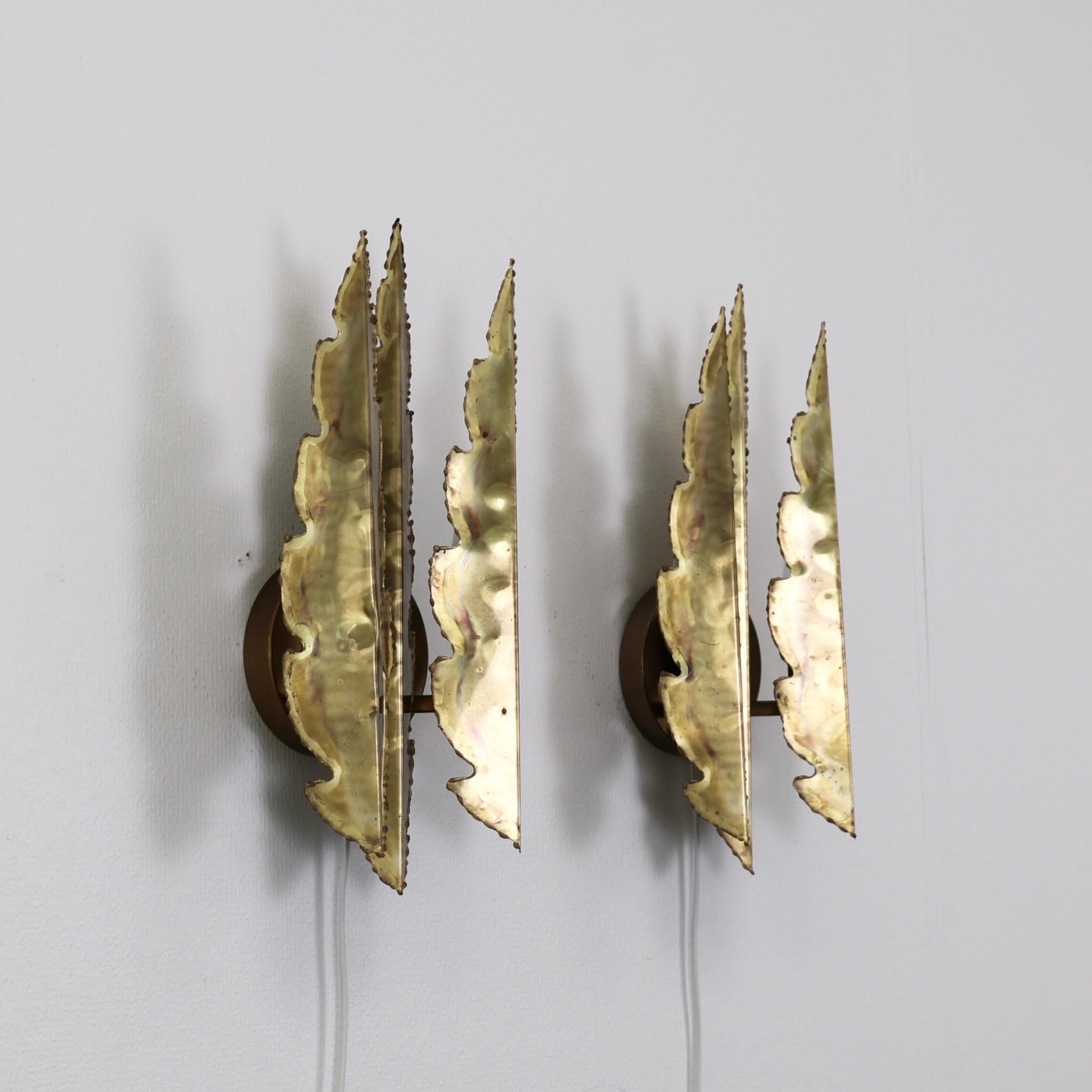 Danois Ensemble d'appliques en laiton en forme de feuilles par Svend Aage I Holm Sorensen, 1960, Danemark en vente