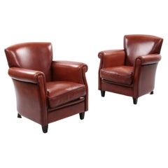 Set of Leather Armchairs with Wonderfully Comfortable Sheepskin Leather