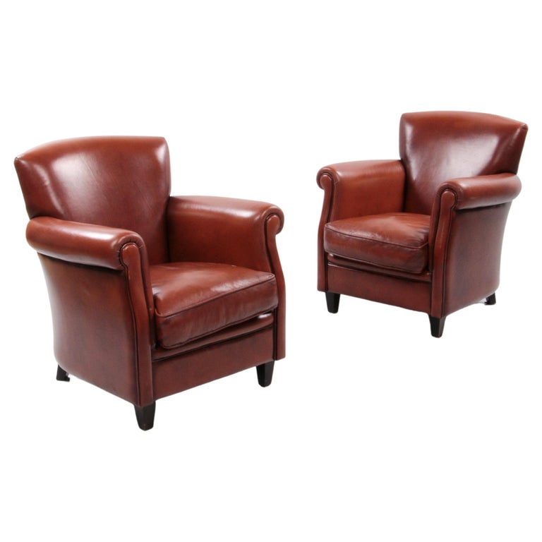 Set of Leather Armchairs with Wonderfully Comfortable Sheepskin Leather
