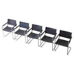 Set of leather Bauhaus "MG5" chairs by Matteo Grassi, Italy 1980s