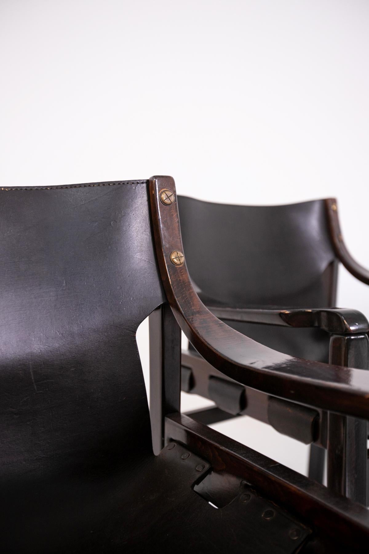Set of Leather Chairs Attributed to Gregotti, 1970s 2