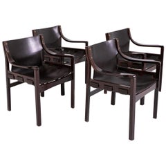Set of Leather Chairs Attributed to Gregotti, 1970s