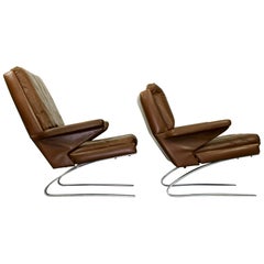 Set of Leather COR Swing Chairs by Reinhold Adolf, 1960s